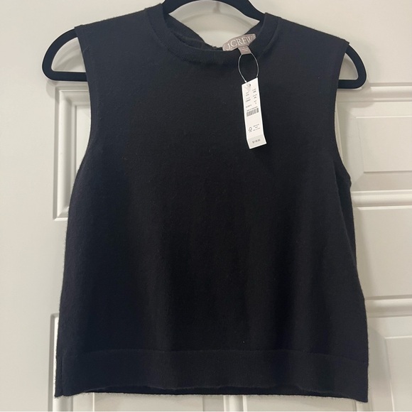 NWT J.Crew Featherweight cashmere-blend fitted sweater shell in Black - Picture 7 of 7